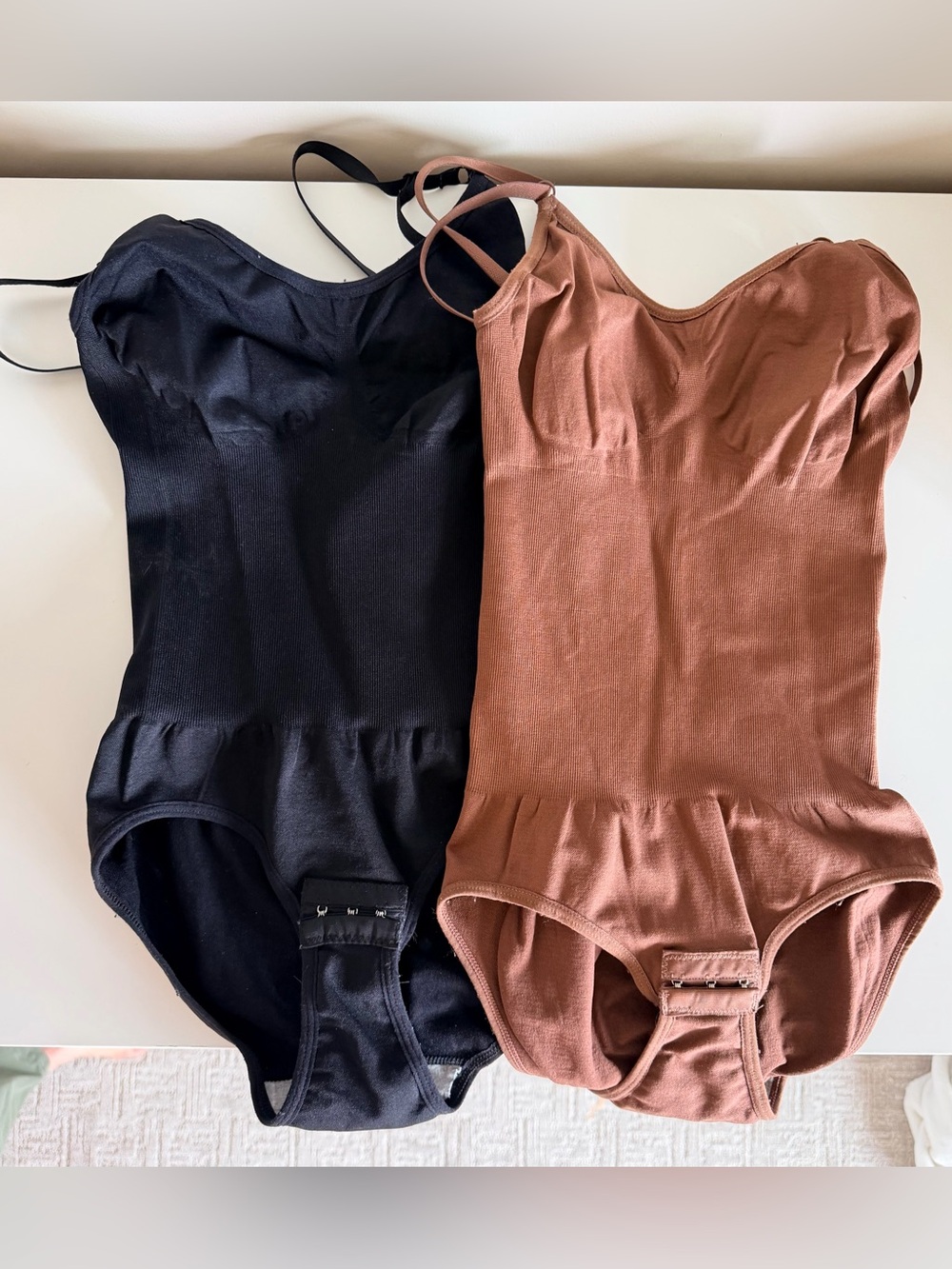 Pair of Seamless Sculpting Bodysuits - Black & Brown
